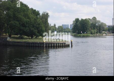 Spreemündung - Mündung der Spree in die Havel in Berlin-Spandau Stock Photo