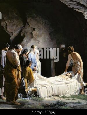 Bloch Carl Heinrich - the Burial of Christ - Danish School - 19th and Early 20th Century Stock Photo
