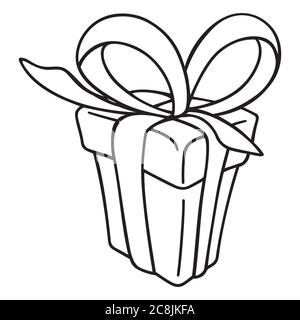 Gift box icon. Gift box with ribbon line icon, outline vector sign, linear style pictogram. Stock Vector