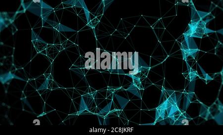 Futuristic polygonal background. Triangular. Wallpaper. Abstract polygonal space low poly dark background with connecting dots and lines. Connection s Stock Photo