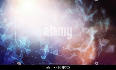Futuristic polygonal background. Triangular. Wallpaper. Abstract polygonal space low poly dark background with connecting dots and lines. Connection s Stock Photo