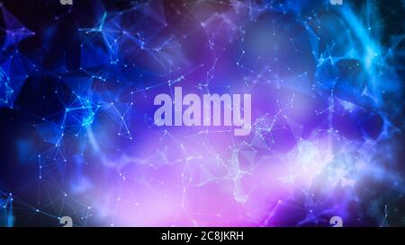 Futuristic polygonal background. Triangular. Wallpaper. Abstract polygonal space low poly dark background with connecting dots and lines. Connection s Stock Photo