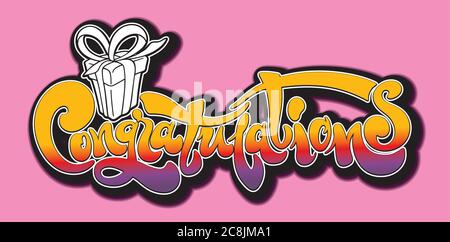 Congratulations - Typography, Lettering, Handwritten for greeting. Congratulations card. Hand lettering. Modern brush calligraphy. Handwritten phrase. Stock Vector