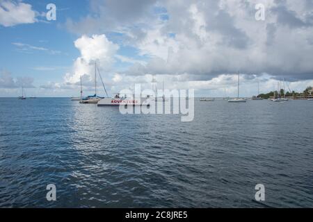 Christiansted, St. Croix, VI-October 19,2019: Big Beard's catamaran and other vessels in the harbour in St. Croix in the USVI Stock Photo