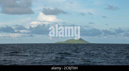 View of remote island in the Caribbean Sea from the waters off of Christiansted in St. Croix in the USVI Stock Photo