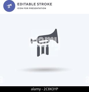Trumpet icon vector, filled flat sign, solid pictogram isolated on white, logo illustration. Trumpet icon for presentation. Stock Vector