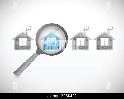 Looking for a house. magnify illustration design over white Stock Vector