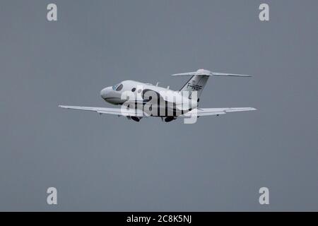 Glasgow, Scotland, UK. 23 July 2020. Pictured: A Cessna 510 Citation Mustang private biz jet (reg F-HIBF) seen at Glasgow Airport. Credit: Colin Fisher/Alamy Live News. Stock Photo