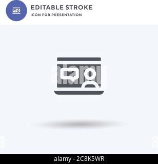 Online Class icon vector, filled flat sign, solid pictogram isolated on white, logo illustration. Online Class icon for presentation. Stock Vector
