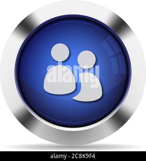 Blue glossy steel user group button Stock Vector