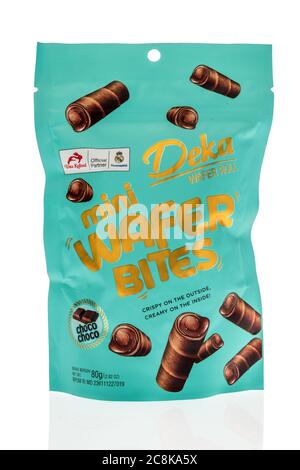 Winneconne,  WI - 19 July 2020: A package of Deka wafer roll mini bites on an isolated background Stock Photo