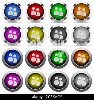 Set of user group glossy web buttons. Arranged layer structure. Stock Vector