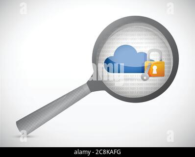 Cloud computing security under review. concept illustration design over a white background Stock Vector