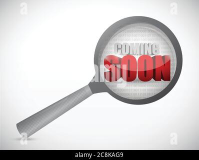 Coming soon under magnify search investigation illustration design over a white background Stock Vector