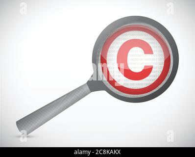 Magnify copyright symbol illustration design over a white background Stock Vector