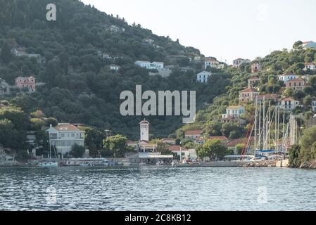 Ithaca in Greece: the pretty vlllage and harbour of Kioni Stock Photo