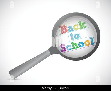 Back to school magnify illustration design over a white background Stock Vector