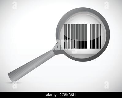 Magnify glass and barcode ups. illustration design over a white background Stock Vector