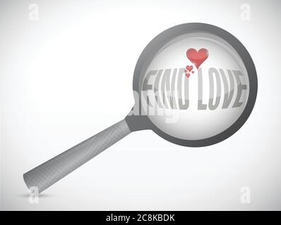 Search for love. magnify search concept illustration design over a white background Stock Vector