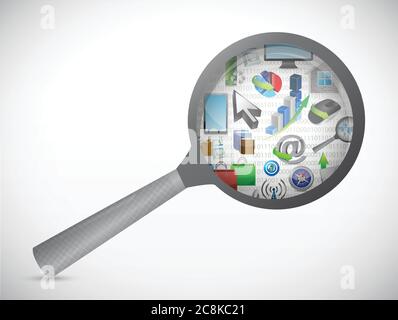 Magnify and tool icons illustration design over a white background Stock Vector