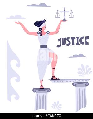 Justice Goddess Themis. Symbol of law and justice. A sword of justice Stock Vector