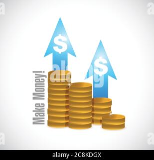 Make money coins graph illustration design over a white background Stock Vector