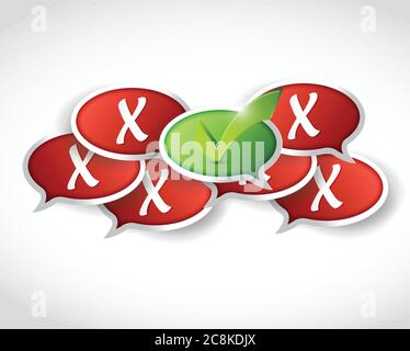 Check mark and x marks behind. illustration design over a white background Stock Vector