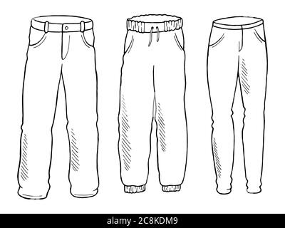 Pants set graphic black white isolated sketch illustration vector Stock Vector