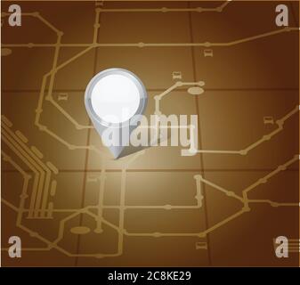 Pointer and map illustration design over a map background Stock Vector