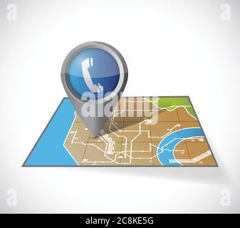 Map communication pointer illustration over a white background Stock Vector