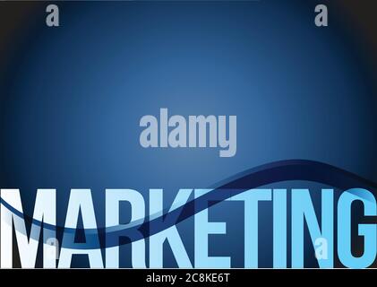 Marketing text blue wave background illustration design Stock Vector