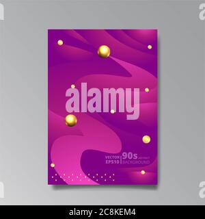Chaos abstract geometric covers design. Cool halftone shiny gradients templates set. Fluid shapes poster composition. Retro futuristic creative 90s an Stock Photo