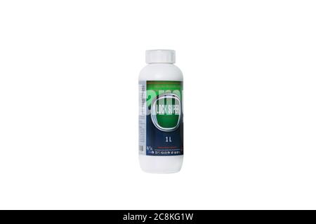 Moldova, Tiraspol - May 14, 2019: Plant protection product - Lock Super. Isolate on a white background.