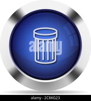 Blue glossy steel trash button Stock Vector