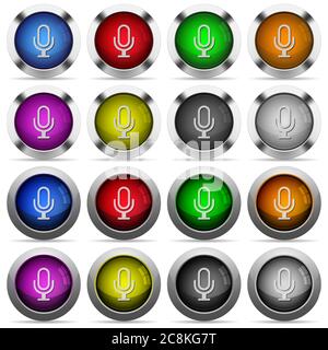 Set of microphone glossy web buttons. Arranged layer structure. Stock Vector