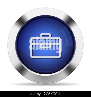 Blue glossy steel toolbox button Stock Vector