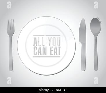 All you can eat plate restaurant illustration design over a white background Stock Vector