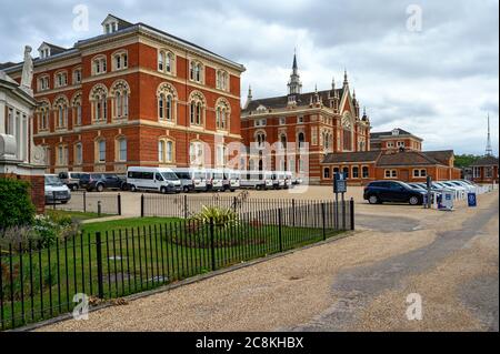 Dulwich College boys school. View of the Barry Buildings  and North Gravel parking seen from the main entrance. Dulwich is in south London. Stock Photo