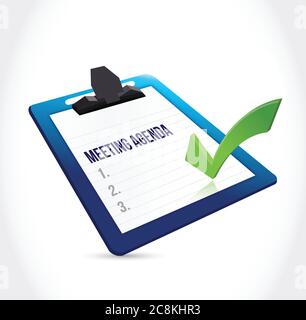 Meeting agenda clipboard illustration design over a white background Stock Vector