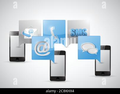 Phone and message bubble communication illustration design over white Stock Vector