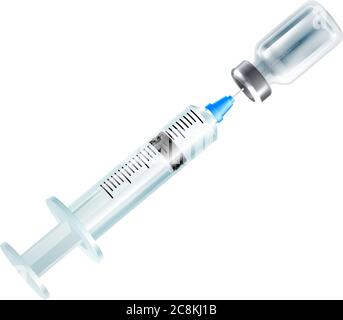 Syringe Injection Ans Medical Vial Medicine Bottle Stock Vector