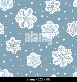Snowflakes graphic blue color seamless pattern background illustration vector Stock Vector