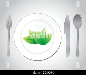 Eating your green food concept illustration design over a grey background Stock Vector