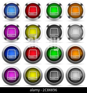 Set of storage glossy web buttons. Arranged layer structure. Stock Vector