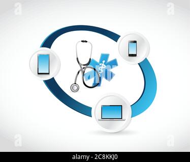 Medical technology connected concept illustration design over white Stock Vector