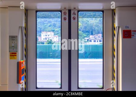 Guangzhou,China. 7/25/2020 The new tram system in Huangpu District. Guangzhou Economic and Technological Development Zone,This is a new traffic system Stock Photo