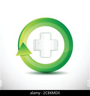 Green medical rotating cycle illustration design over a white background Stock Vector