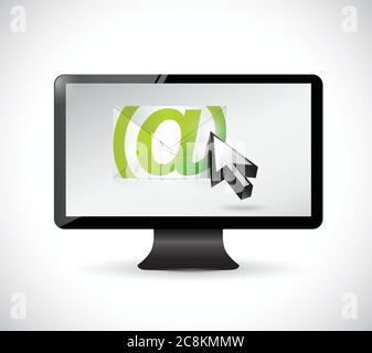 Monitor, email and cursor. illustration design over a white background Stock Vector