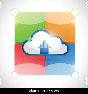 Cloud and color blocks ready for customization illustration design over white Stock Vector