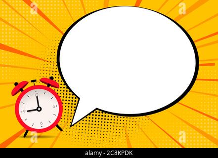Alarm Clock Icon with speech bubble background. Vector Illustration Stock Vector